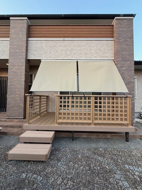 LIXIL　ウッドデッキ樹ら楽ステージ+スタイルシェード　Ｒ7.11施工